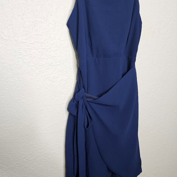 Superdown revolve morgan navy blue layered faux wrap mini dress open back size S - Picture 3 of 7